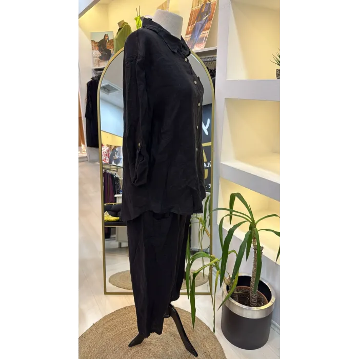 PURO LİNO %100 KETEN TAKİM SİYAH