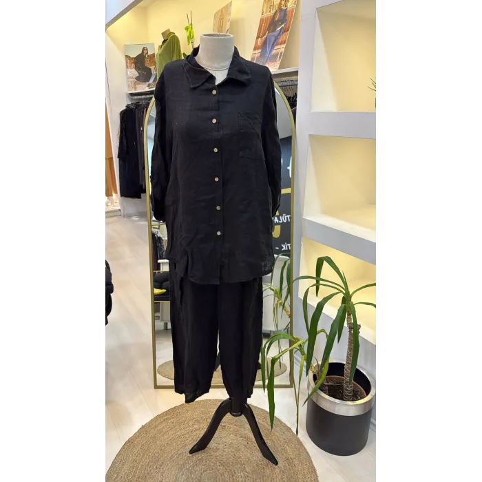 PURO LİNO %100 KETEN TAKİM SİYAH