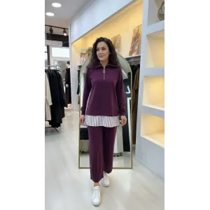 Nuss 1075 Pantolonlu Takım - mürdüm