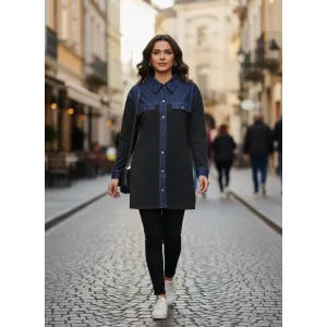 İnvee  Denim Detaylı Gömlek Ceket 7203 ANTRASİT