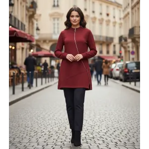 İnvee Vektör Tunik FERMUAR DETAYLİ  7218 BORDO