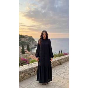 NUSS CUPRA İPEK ELBİSE 2026 SİYAH