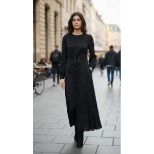 Nuss 2027 İpek Cupra Elbise - siyah