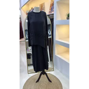 Misswhence Cupra İpek Etekli Bluz Takım 39002 SİYAH