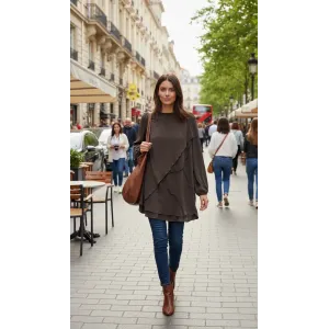 MİSSWHENCE İpek Tunik 39017 KAHVE