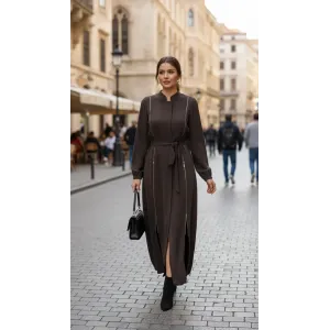 Misswhence Fermuar Detaylı Cupra İpek FERACE 39501 KAHVE