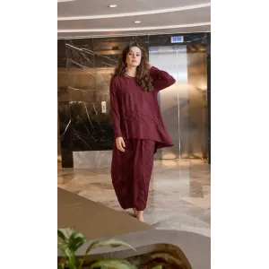 Misswhence Cupra İpek Etekli Bluz Takım 39002 bordo