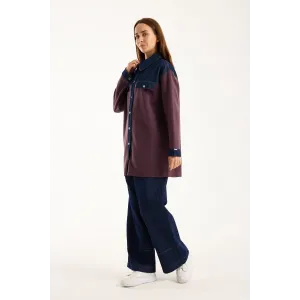 İnvee Denim Detaylı Gömlek Ceket 7203 Gül