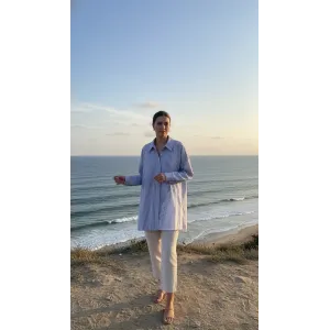 Nuss 3007 Dantel Detay Düğmeil Tunik - mavi