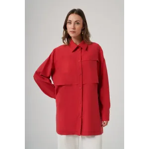 Nuss 6035 Cep Detay İnce Kap - Red Plum