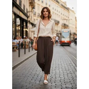 SENTEZ TİTAN PAÇA PİLE DÜĞMELİ RAHAT PANTOLON 5643 KAHVE