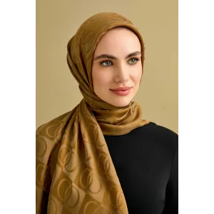 İmannoor Dama Desen Haki Naia Pamuk Şal 70x200 Ürün 241-3001-040