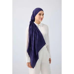 İmannoor Dama Desen Lacivert Naia Pamuk Şal 70x200 241-3001-003