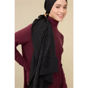 İmannoor Monogram Shiny Jakar Şal SİYAH - BLACK 251 3046 100