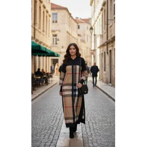 İnvee Burbery Uzun SİYAH GOMLEK 6780