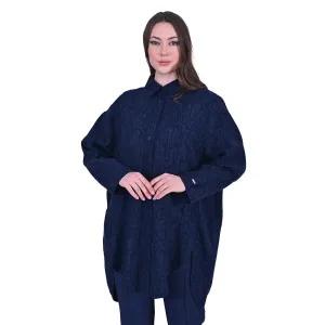 İnvee çiçek Desenli Modal Gömlek 7017 laçivert