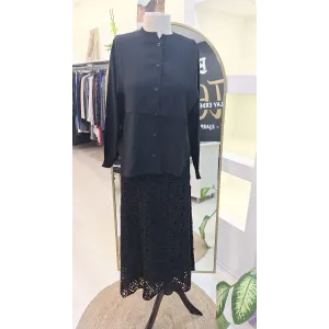 İNVEE DANTEL GUPURLU ETEKLİ TAKİM SİYAH 7008