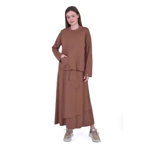 invee etekli cep detayli takim kahve 7023