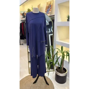İNVEE FERMUAR DETAYLİ PANTOLONLU TAKİM 7111 indigo
