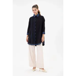 İNVEE Gölge KİSA Gömlek SİYAH 7219