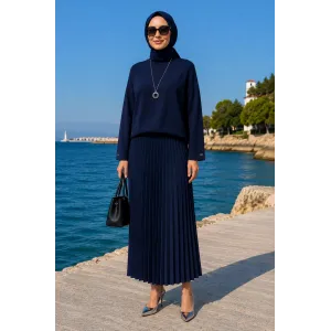 İnvee Pliseli Etek LACİVERT 6998
