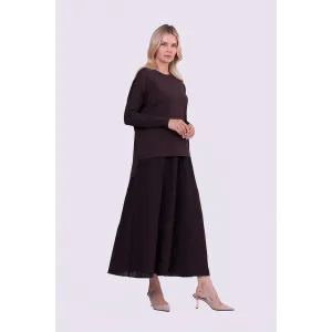 İnvee Sıkma Kol Triko Tunik kahve 5879