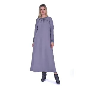 İNVEE YAKA VE KOL DATAYLİ ELBİSE GRİ6964