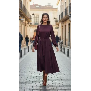 Misswhence 39842 Cupro Elbise bordo