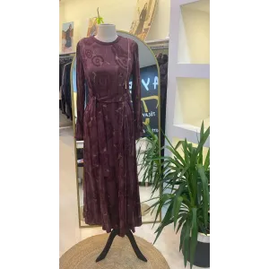 misswhence Fermuarlı Jakarlı Cupro Elbise 36802 bordo