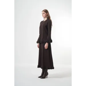 Misswhence Güpür Detaylı Etek Takım  38004kahverengi