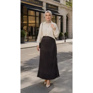 Misswhence Piliseli Yandan Fermuarlı Etek AÇİK KAHVE 39921