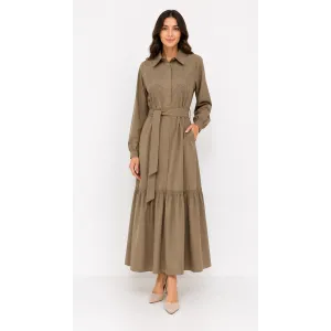 NUSS 2040 DESENLİ ELBİSE- CAMEL