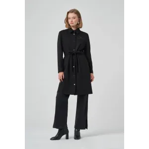 Nuss 6012 Yaka Taş İşlemeli Süvet Kap - Siyah