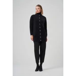 Nuss 7007 Yan Nakış İşlemeli Hırka - Siyah