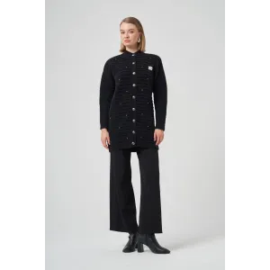 Nuss 7010 Serpme Taş İşlemeli Hırka - Siyah