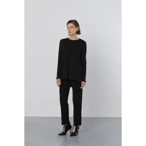 Nuss Basic Tunik  Ön Kısa Arka Uzun Tunik - 902 siyah