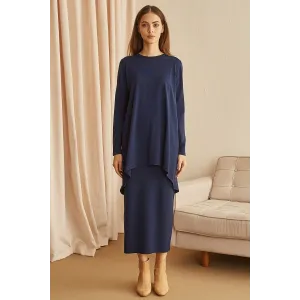 Nuss Triko Çelik Örme Lacivert Etek 013