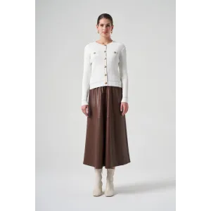 Nuss Triko Fitilli Ekru Hırka1115