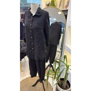 PURO LİNO %100 KETEN TAKİM SİYAH