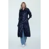 İnvee  Çıtçıt Kapamalı Uzun Kapitone Mont - Lacivert