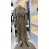 NUSS 2053 NAKİŞ DETAY ELBİSE- SÜTLÜ KAHVE