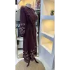 NUSS 2053 NAKİŞ DETAY ELBİSE- BORDO