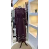 NUSS 2053 NAKİŞ DETAY ELBİSE- BORDO