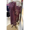 NUSS 2053 NAKİŞ DETAY ELBİSE- BORDO