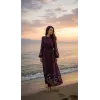 NUSS 2053 NAKİŞ DETAY ELBİSE- BORDO