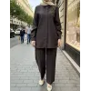 Nuss 1070 Taş İşlemeli Gömlekli Takım - KAHVE