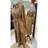 NUSS 2040 DESENLİ ELBİSE- CAMEL