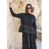 MİSSWHENCE Fermuar Detaylı Katlı Triko Tunik 40008 SİYAH