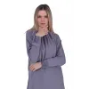 İNVEE YAKA VE KOL DATAYLİ ELBİSE GRİ6964