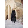 Misswhence Önü Kadife ve Saçak Detaylı Örme Elbise 40801 siyah